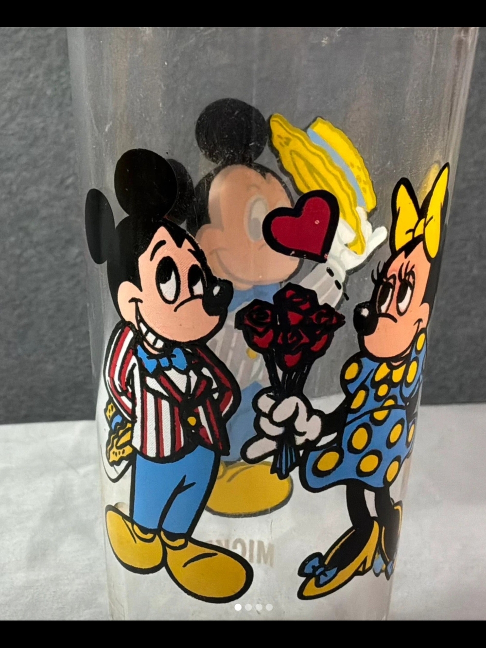 Pepsi Blue Yellow Red Mickey & Minnie Cartoon Glass